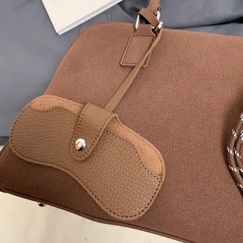 Big Size Women Bags Suede Large Capacity Shoulder Crossbody With Long Strap