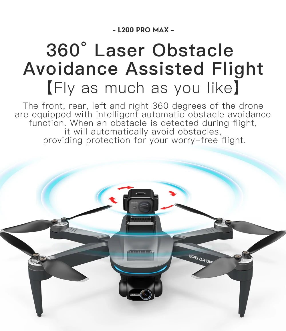 L200 PRO MAX Brushless Motor 2-Axis Gimbal 4K Professional GPS Drone 360° Obstacle Avoidance 5G WIFI Quadcopter Drone RC