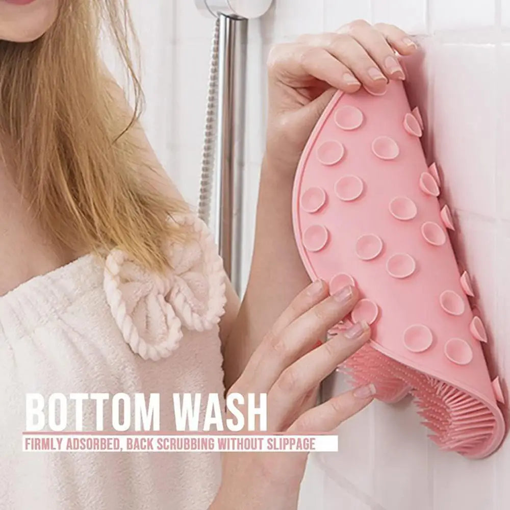 Scrubber Shower Massage Pad Silicone Wall Mounted Back Reusable Cleaning Brush Feet Washer Mat