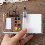 Portable Travel Watercolor Set Schmincke 8 Colors Mini Walnut Paint Box Sketchbook Supplies