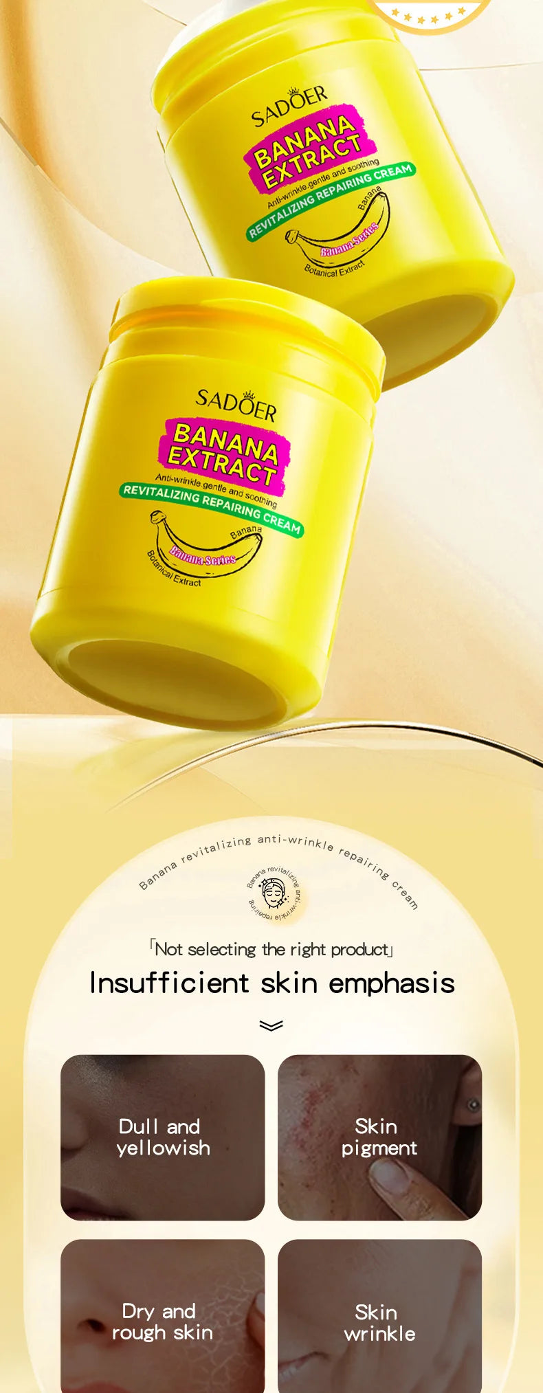 SADOER Banana Skin Brightening Cream Moisturizing Facial Hydrating Face Beauty Skin Care Products