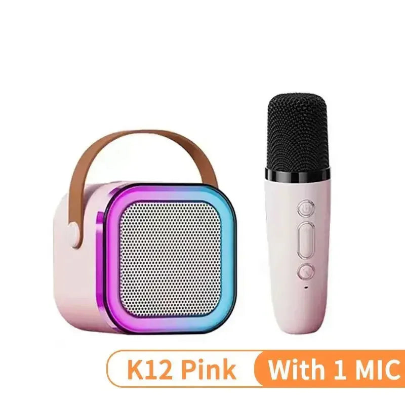K12 Karaoke Machine 1/2 Wireless Microphones Portable 5.3 PA Bluetooth Speaker System RGB Lights Audio Home KTV