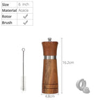 Wood Salt and Pepper Mills Set (with spare ceramic and brush)  Kitchen