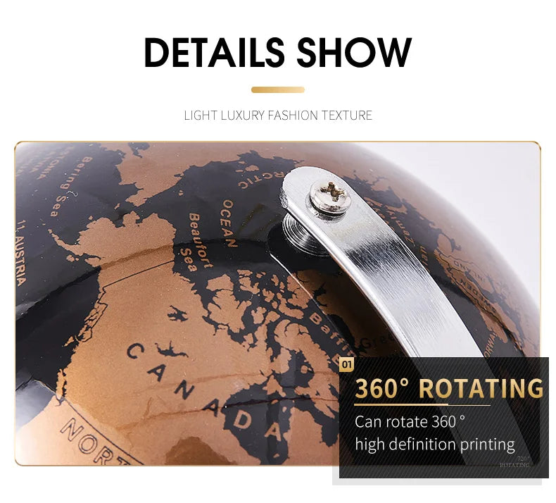 Retro World Globe Learning Map Kids Study Desk Geography Education