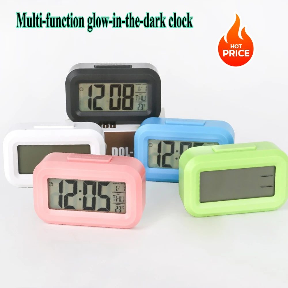 Alarm Clock Digital LED Electronic Backlight Snooze Calendar Home Office Desktop Screen Display Watch
