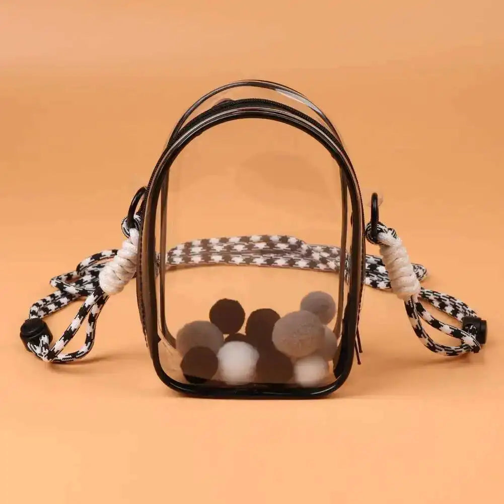 Labubu Protect Case Sitting Party 15cm Cotton Doll Shoulder Bag PVC Storage