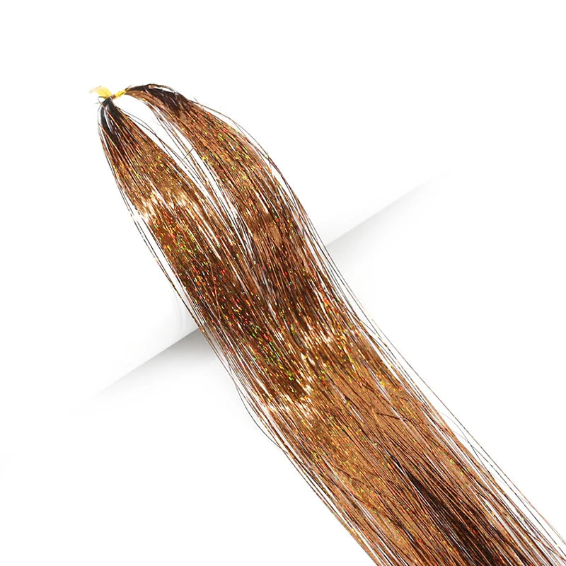93cm Sparkle Hair Tinsel Rainbow Colored Strands  Hair Extensions Glitter