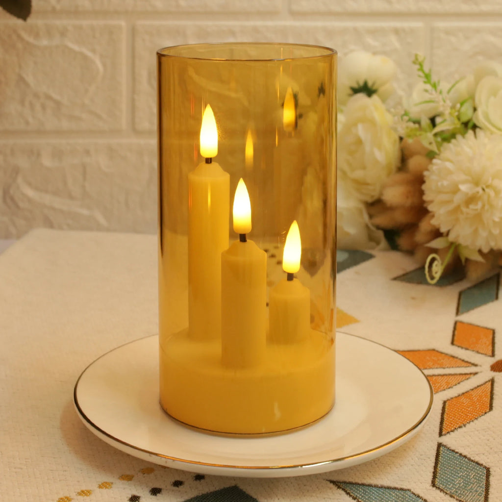 Flameless 3 in 1 LED Taper Candles with 15CM Battery Operated Flickering Electric Window Candles for Christmas Wedding