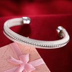 Trendy 925 Sterling Silver Bracelet Fashion Jewelry Adjustment Cuff