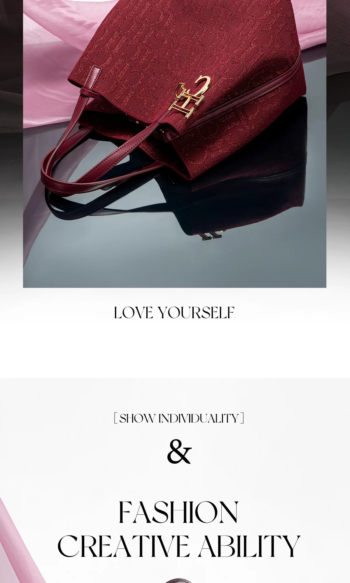 Fashion New Solid Color Women's Bucket Bag Large Capacity Letter Design Small Card Bag Accessories Handbag