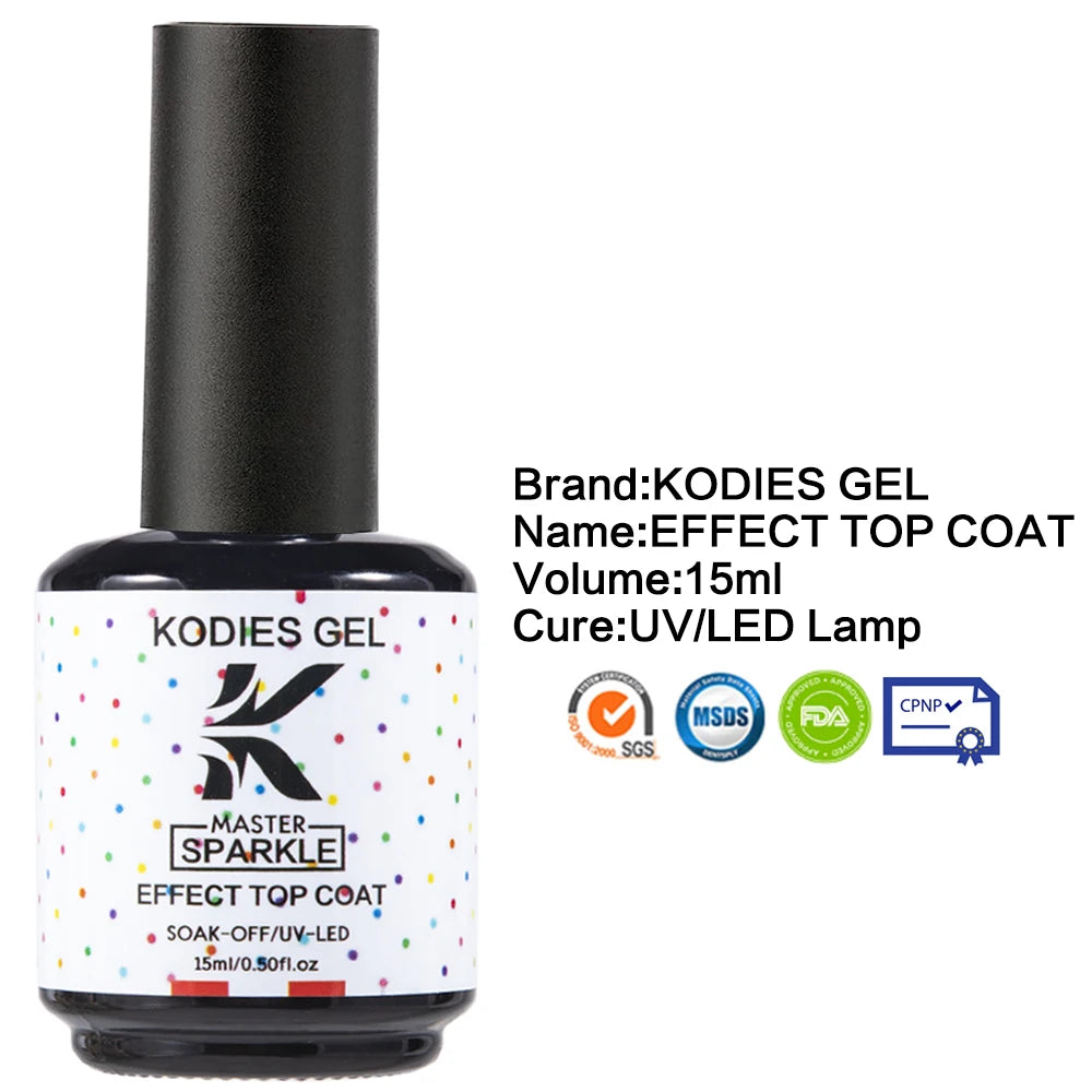 1 Pcs Super Laser Top Coat Gel Nail Polish 2 IN 1 Mermaid Sparkle Gel Finish Semi Permanent UV Glitter Topcoat Sealer