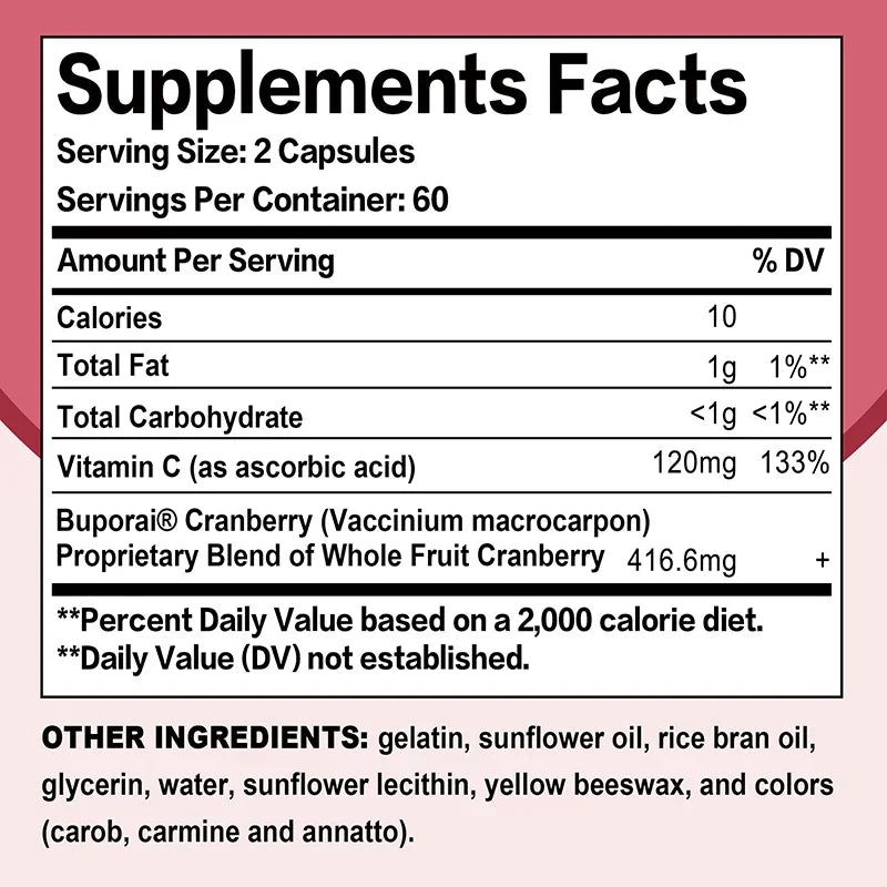 Cranberry Capsules Supports Cardiovascular Health Enhances Immunity Supports Urinary Tract Health