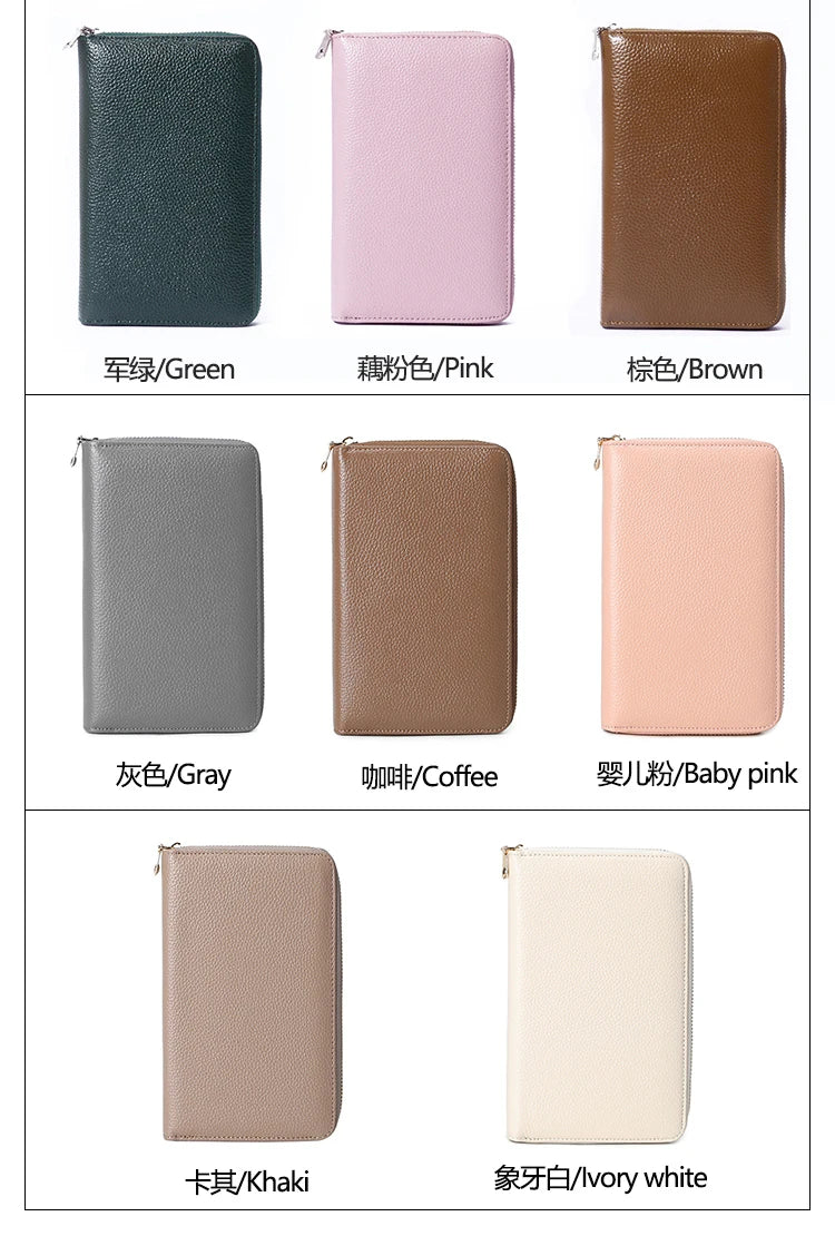 RFID Anti-Theft Cowhide Leather Wallet Brush Head Layer Large Capacity