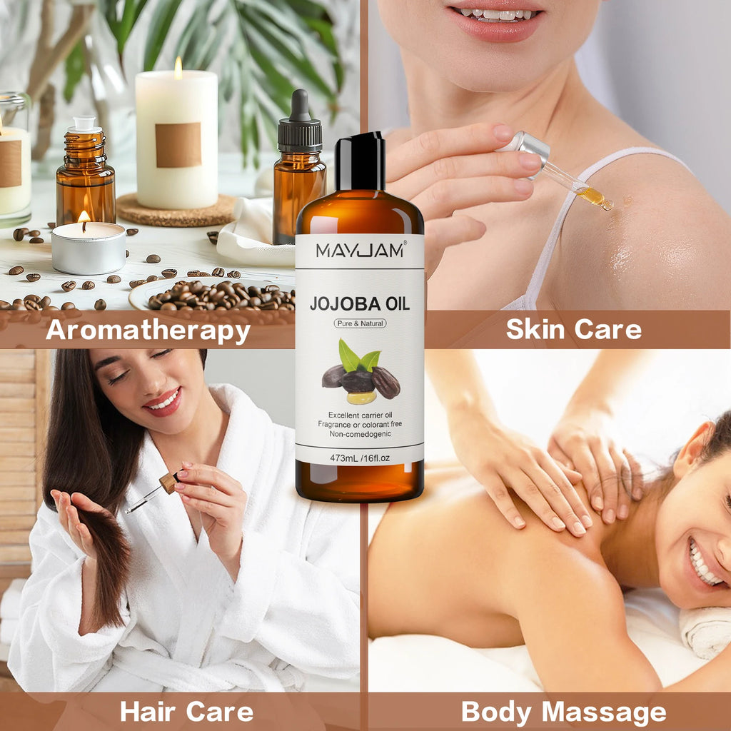 MAYJAM USDA Organic Jojoba Oil Moisturizing for Face, Hair, Skin & Nails