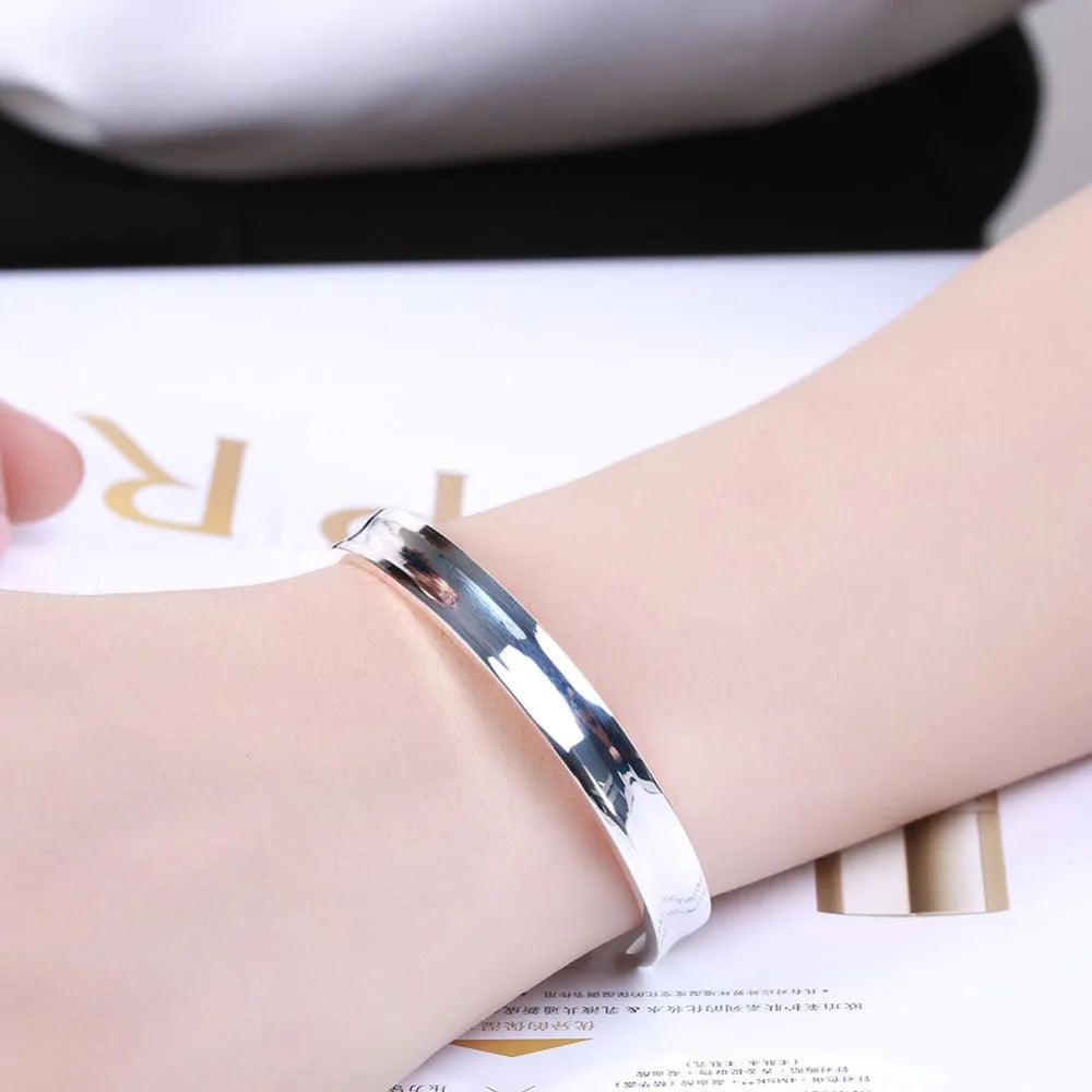 Trendy 925 Sterling Silver Bracelet Fashion Jewelry Adjustment Cuff