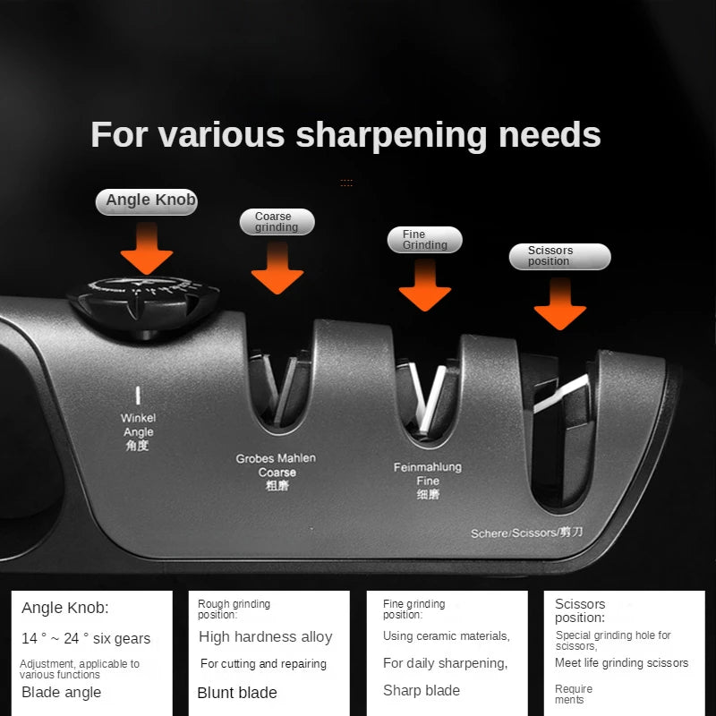 Knife Sharpener 5 in 1 Adjustable Angle Scissors Sharpening