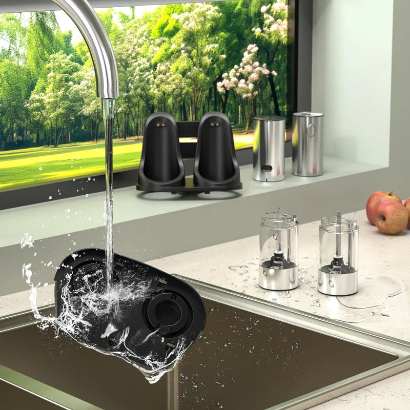 Salt And Pepper Grinder With Adjustable Coarseness Refillable Battery Powered Kitchen Set