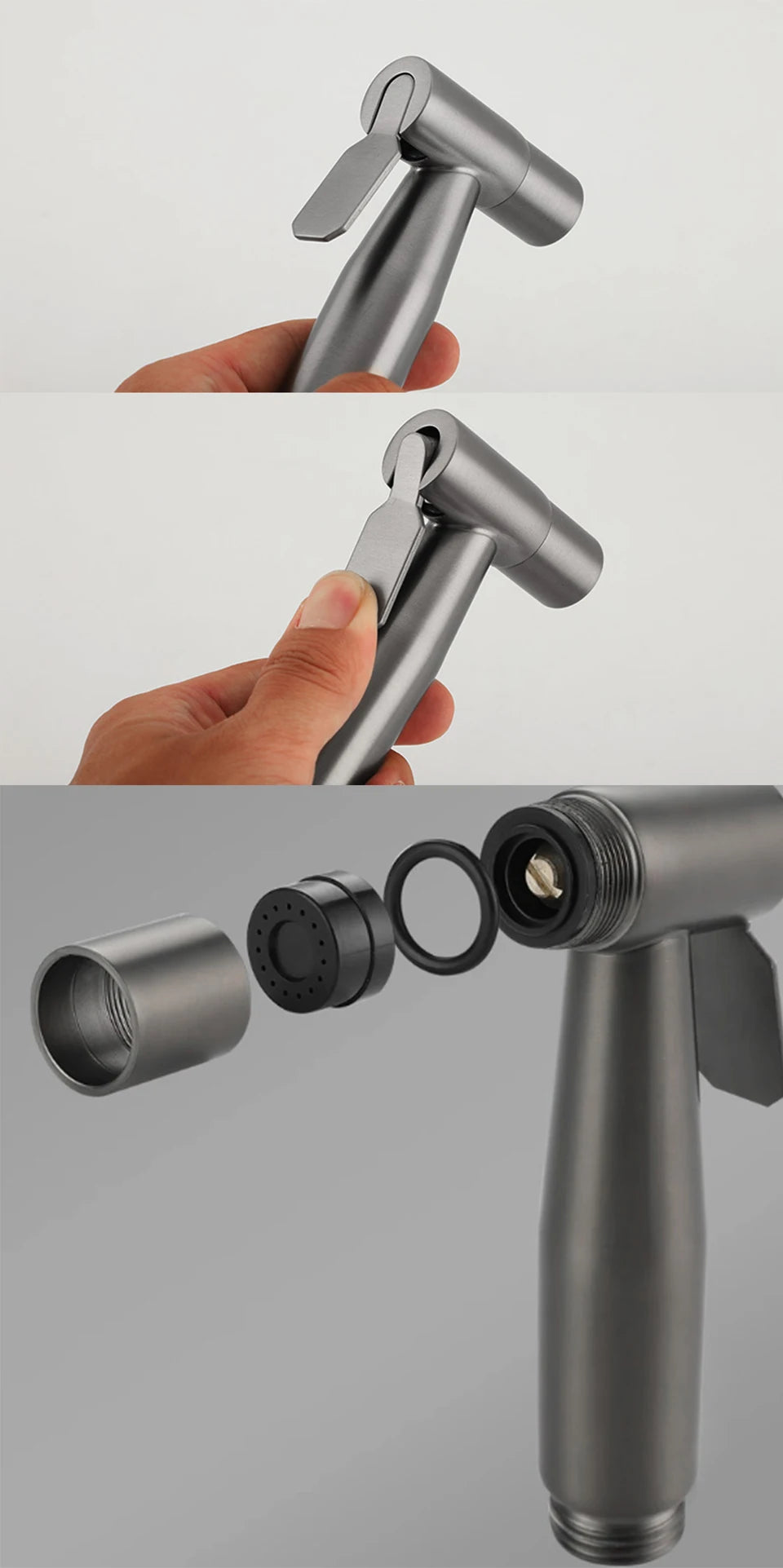 ULA Portable Bidet Sprayer Set Black Stainless Steel Toilet Bathroom Shower Head