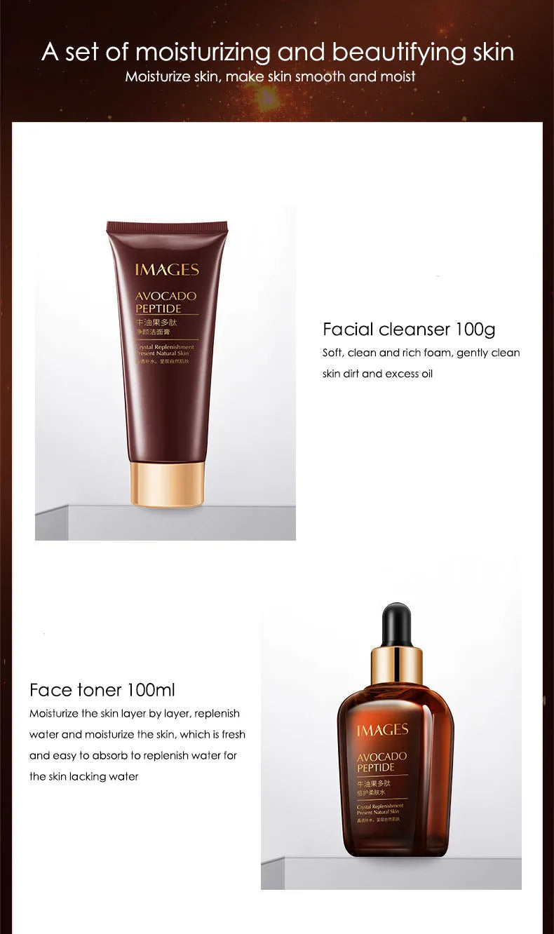 5pcs/Set IMAGES Avocado Skin Care Facial Moisturizing Cream Serum Cleanser Eye Skin Care Products