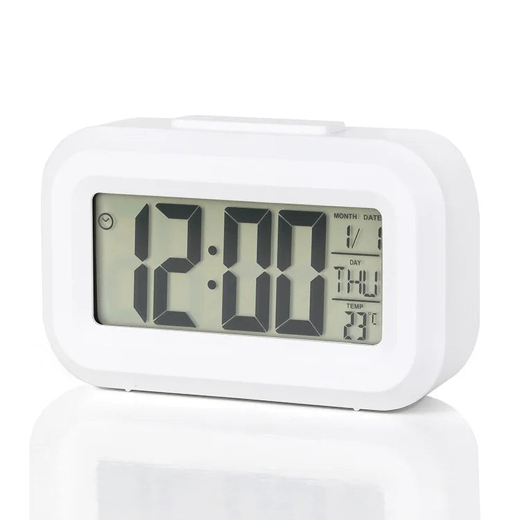 Alarm Clock Digital LED Electronic Backlight Snooze Calendar Home Office Desktop Screen Display Watch