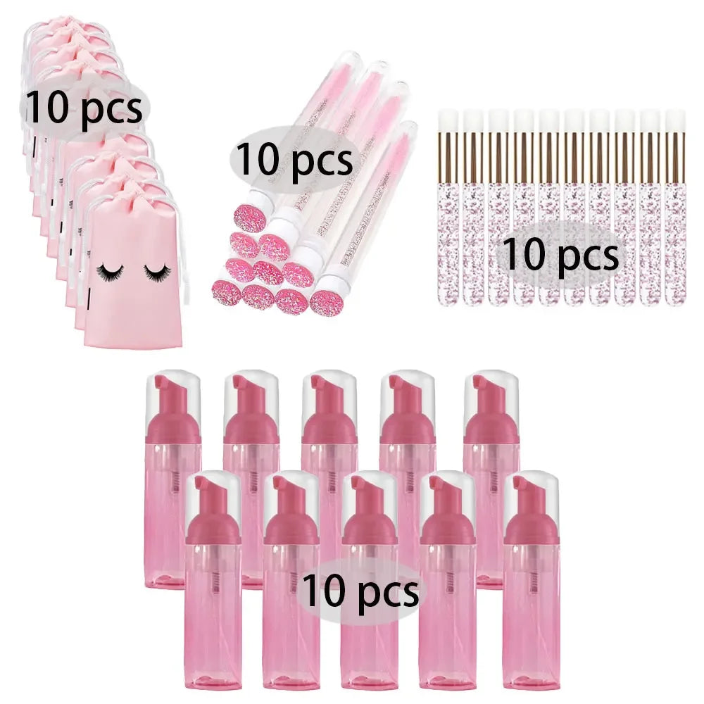 20/40PCS Suit 60ML Empty Pump Bottle Eyelash Shampoo Tool Travel Foam Dispenser Bottle Plastic Cleanser Soap Care