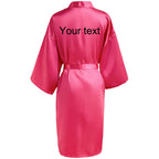 Customized Name Date Wedding Bathrobe Faux Silk Bridal Robe Bridesmaid