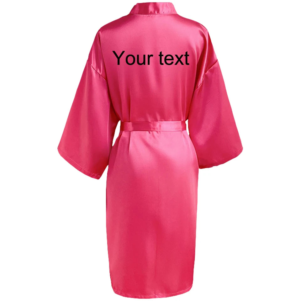 Customized Name Date Wedding Bathrobe Faux Silk Bridal Robe Bridesmaid