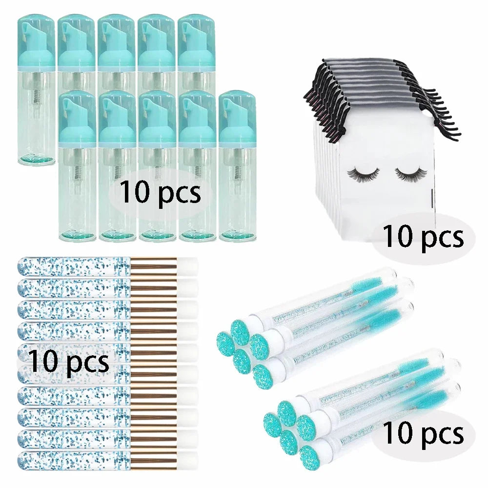 20/40PCS Suit 60ML Empty Pump Bottle Eyelash Shampoo Tool Travel Foam Dispenser Bottle Plastic Cleanser Soap Care