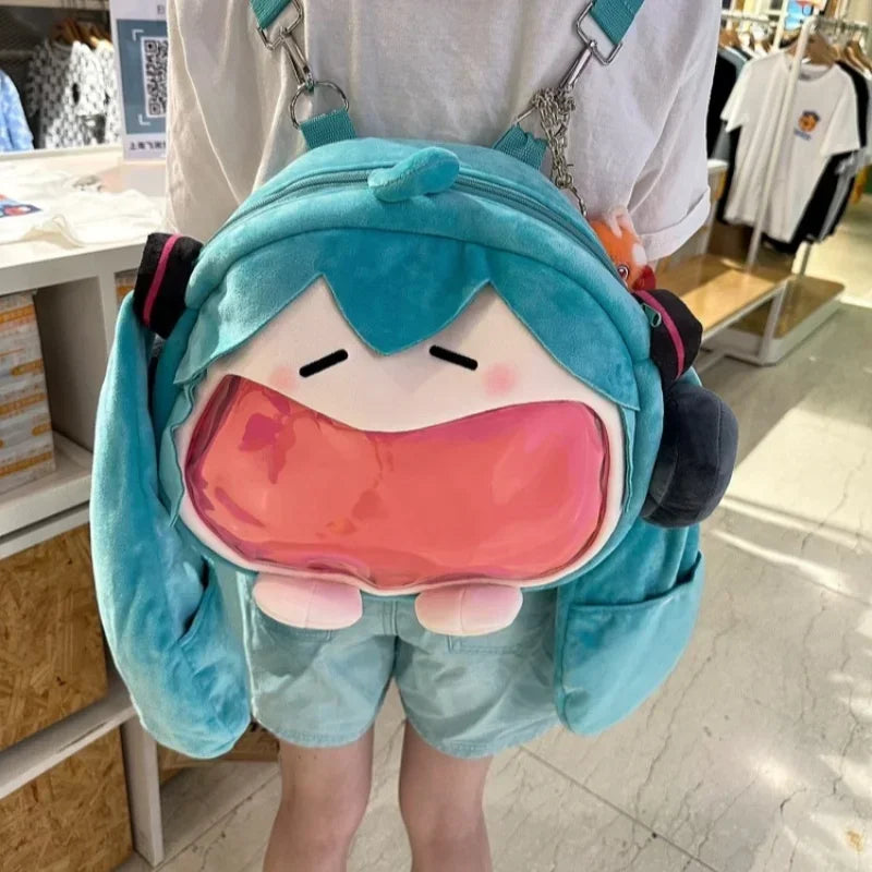 Hatsune Miku Shoulder Bag Backpack Cute Anime Girl Plush Cartoon Kawaii Student Bag Kids Gifts