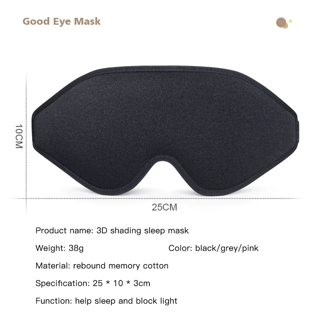 3D Sleep Mask Blindfold Soft Memory Foam 99% Blockout
