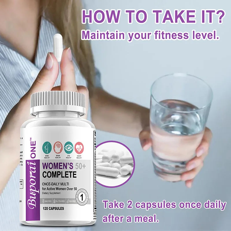 Women’s 50+ Complete Multivitamin Supports Brain, Heart, Digestive and Immune System Health Boosts Metabolism