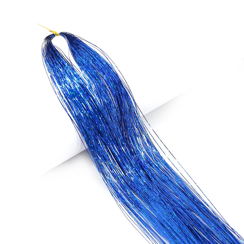 93cm Sparkle Hair Tinsel Rainbow Colored Strands  Hair Extensions Glitter
