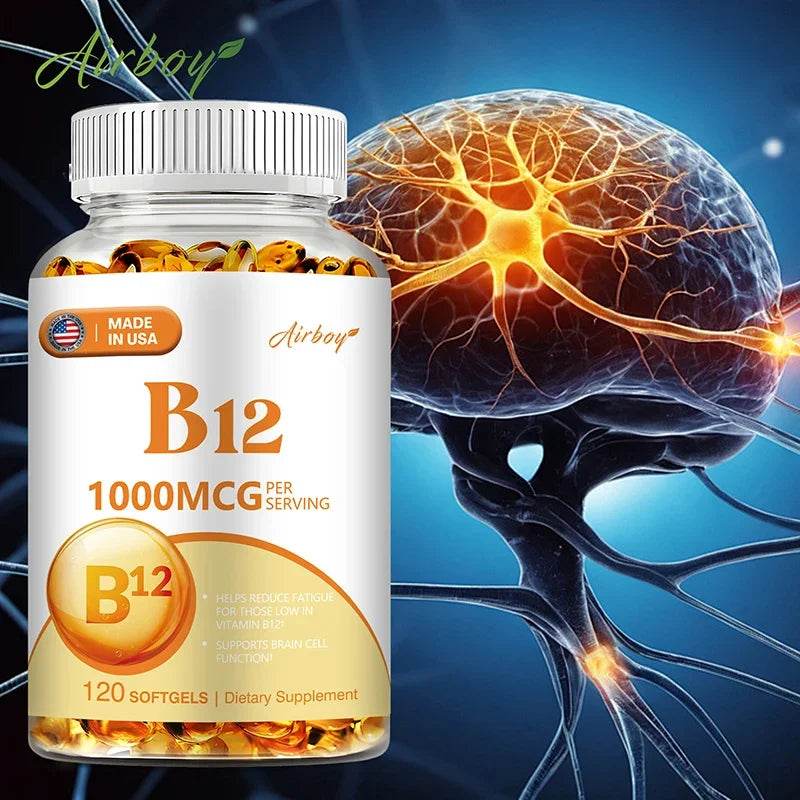 Vitamin B12 for Mood, Brain, Nervous System, Energy, Metabolism, Fatigue, Heart Health