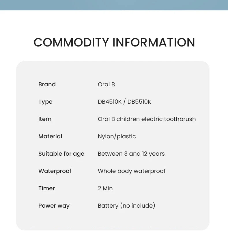 Oral B DB5510K Electric Toothbrush For Children