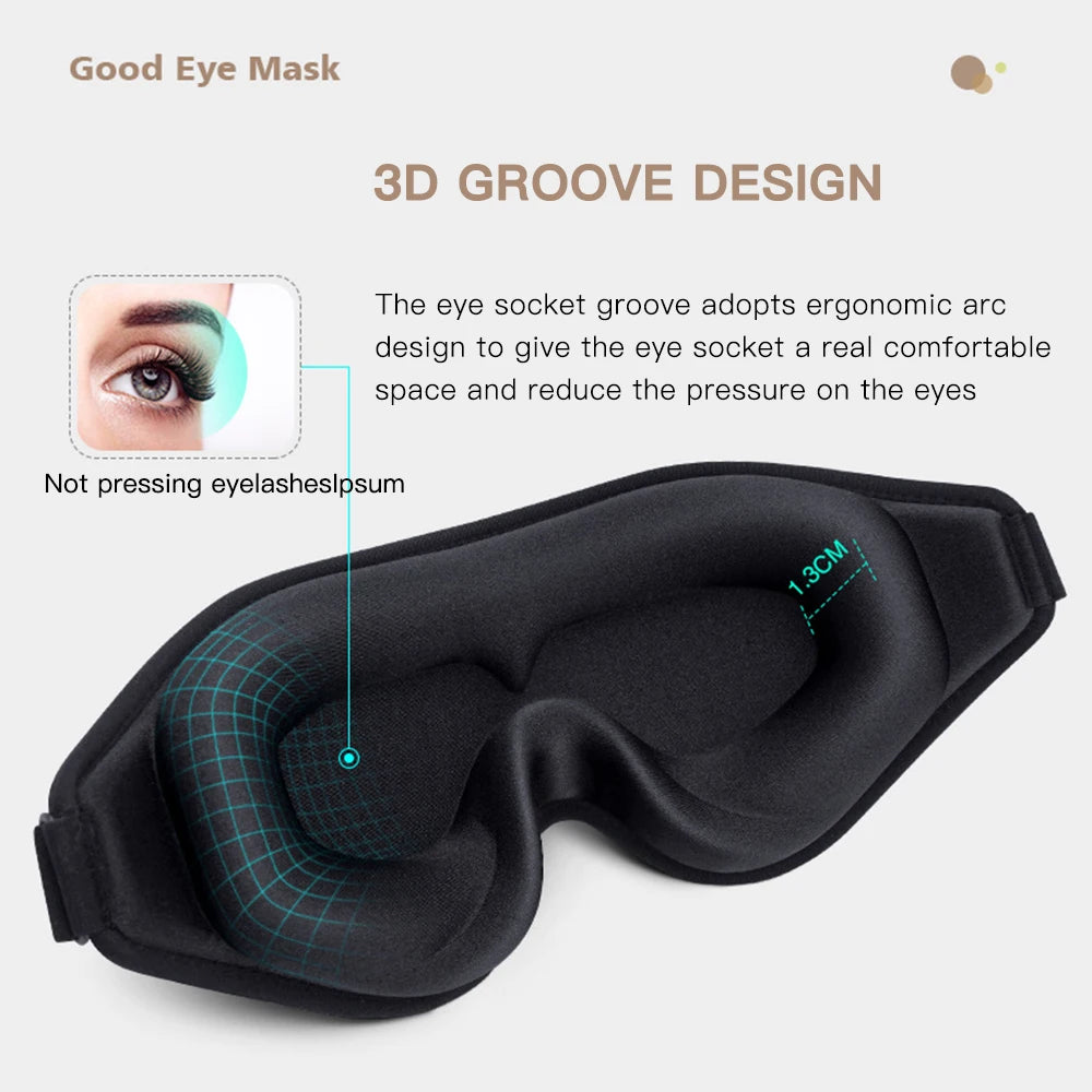 3D Sleep Mask Blindfold Soft Memory Foam 99% Blockout