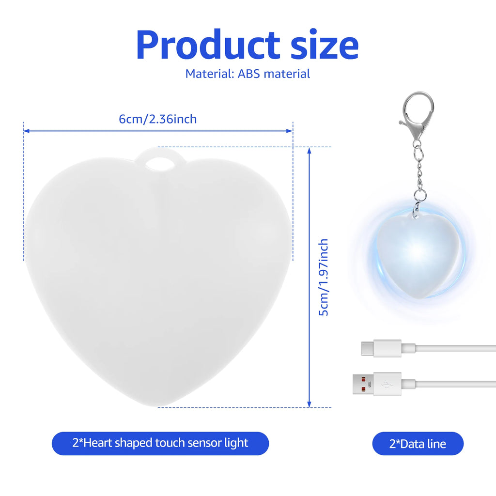 2Pc Purse Glow Heart Light LED Automatic Touch Activated Handbag Light Night Light