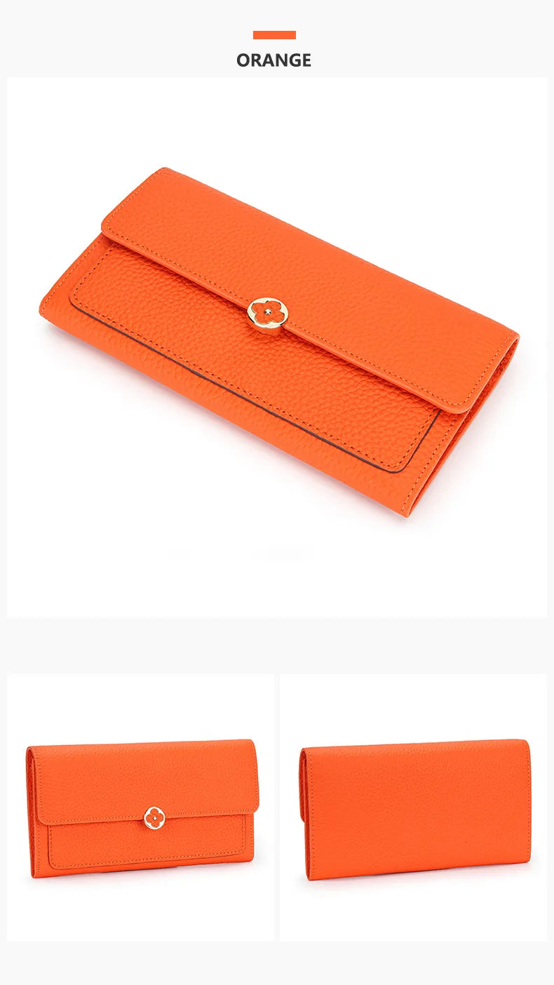 Women's Wallet Full Leather Long Wallet First Layer Cowhide Leather Clutch