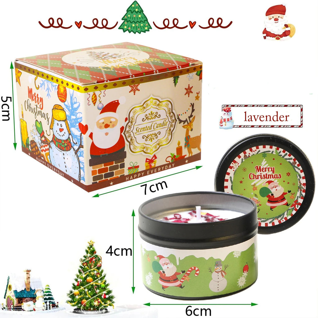 Christmas Scented Candle Set Gift Smokeless Aromatherapy Stonedried Flower Soy Wax