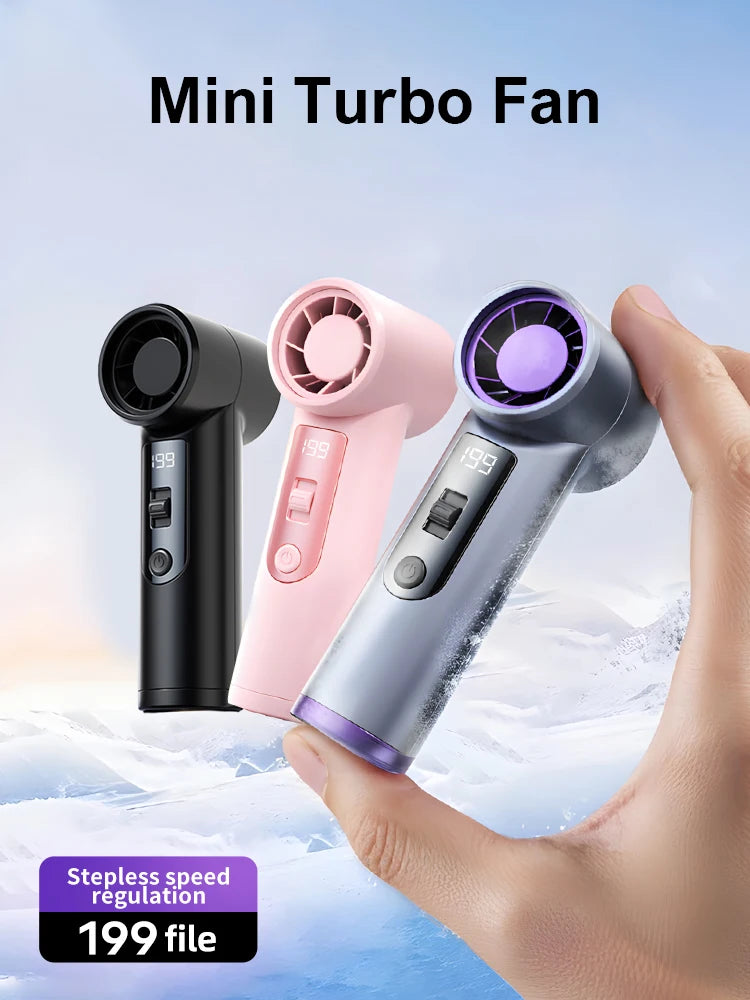 Pocket Turbo Fan Mini Small Wind Summer Cooling Portable Digital Display Wireless Rechargeable Blower