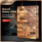 XINZUO Acacia Wood Cutting Board Cut Bread Fruit Meat Wooden Chopping Blocks Non-Slip Kitchen Tools