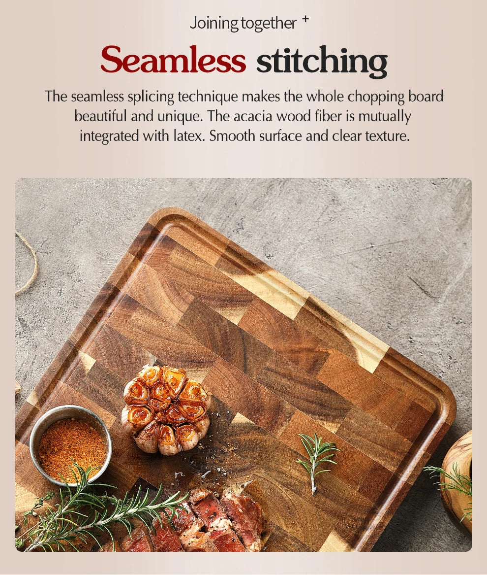 XINZUO Acacia Wood Cutting Board Cut Bread Fruit Meat Wooden Chopping Blocks Non-Slip Kitchen Tools