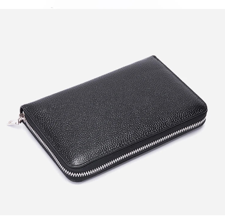RFID Anti-Theft Cowhide Leather Wallet Brush Head Layer Large Capacity