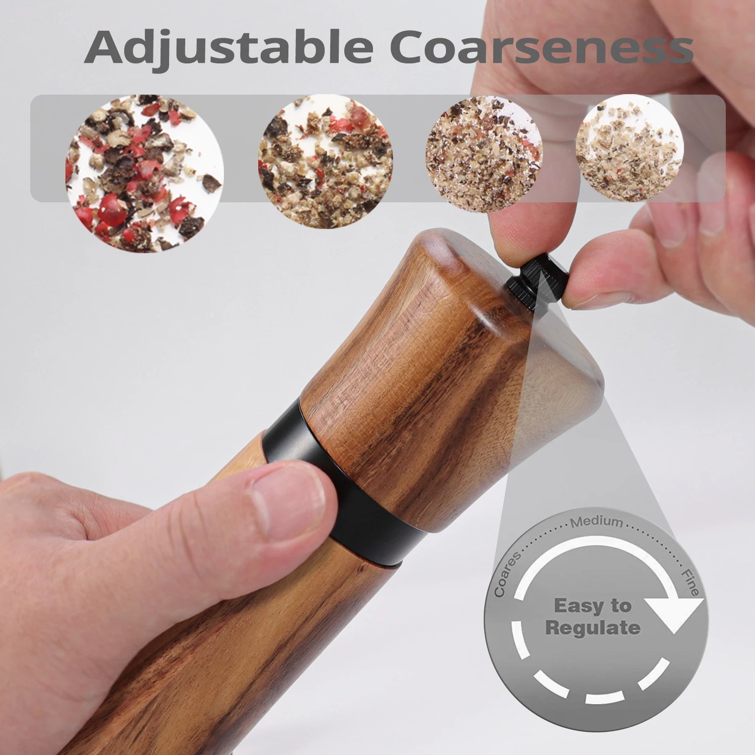 Wood Salt and Pepper Mills Set (with spare ceramic and brush)  Kitchen