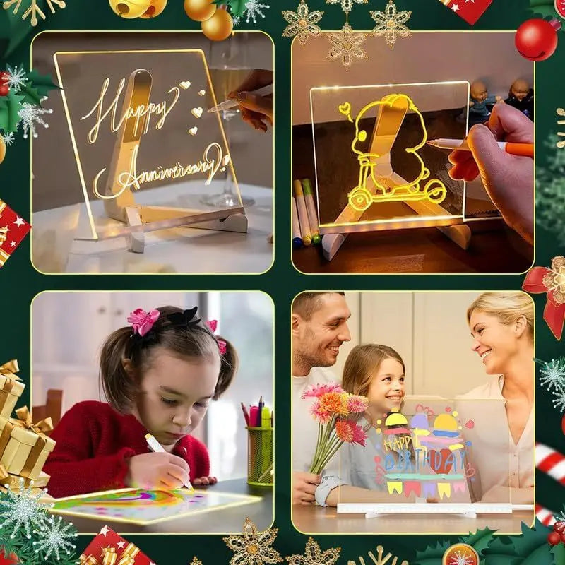 Luminous Acrylic Drawing Magic Led Transparent Board Note Board Kids Educational Gift With Stand 7 Color Markers