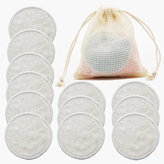 12PC Reusable Round Cotton Pads Makeup Remover Washable Round Bamboo Nursing
