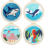 Punch Needle Kits for Beginners Adults Embroidery Starter Craft Tools Ocean Life Theme DIY Wall Art Gift for Women