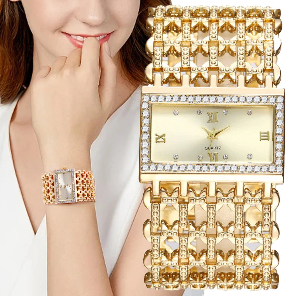 Luxury Noble Gold Ladies Quartz Watch Women's Bracelet