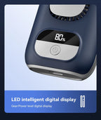 3CM Thin Tiny Portable Waist Fan 4000mAh Clip On Personal Neck Fan LED 12H 5 Speeds 10500RPM Strong Airflow with Lanyard
