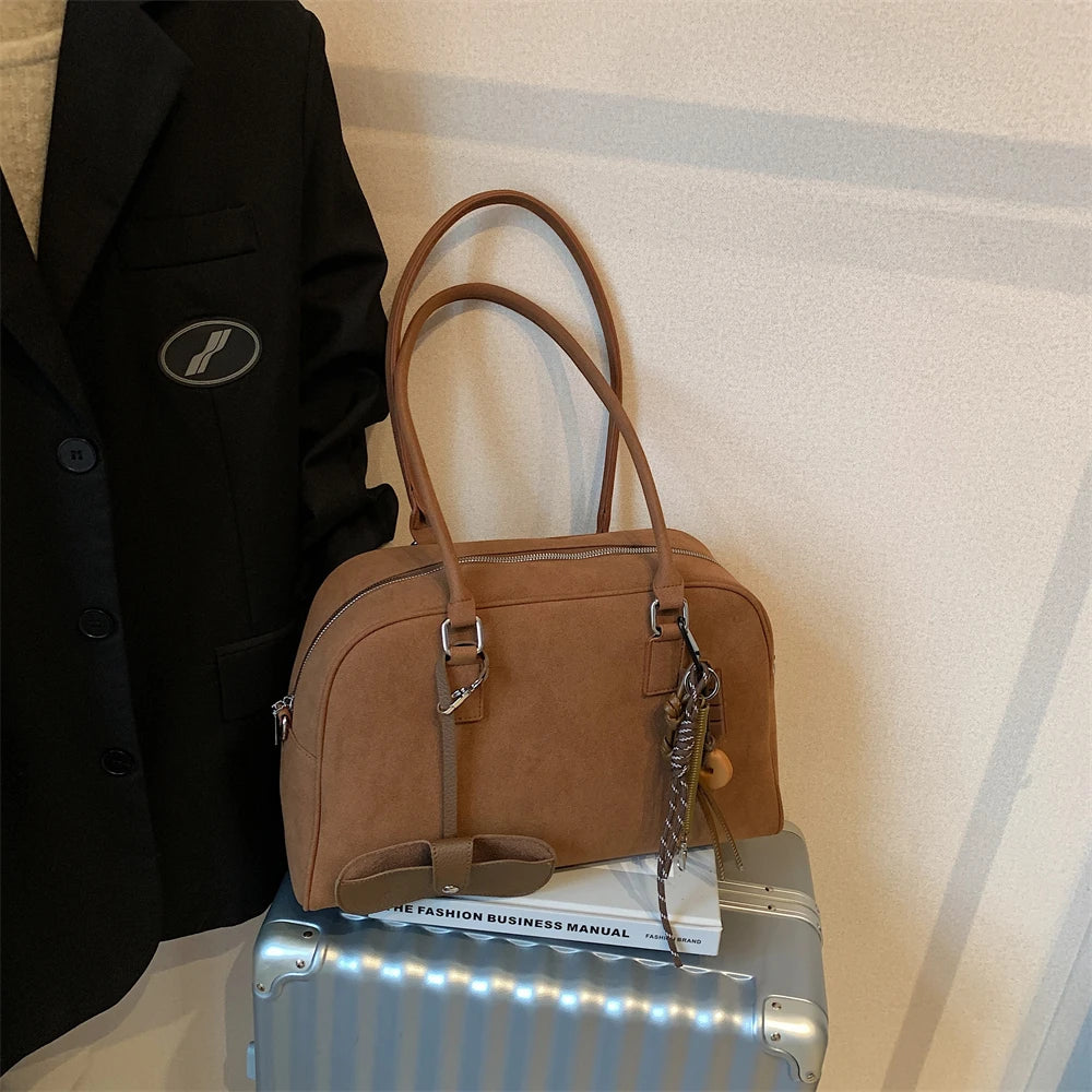 Big Size Women Bags Suede Large Capacity Shoulder Crossbody With Long Strap
