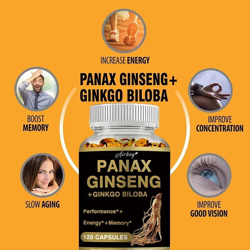 Panax Ginseng + Ginkgo Biloba Improves Memory Mental Performance Immune Support Maintain Overall Health